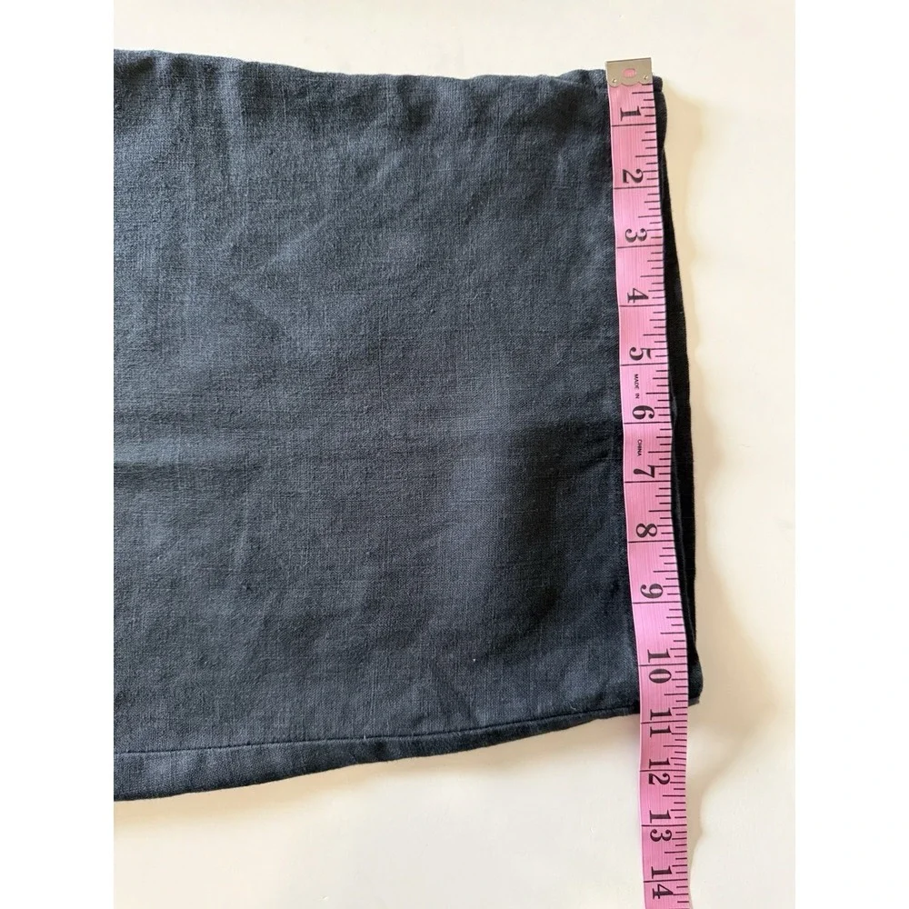 Tahari 100% Linen Pants Wide Leg Black Crop Pull On Beach Lagenlook Classic - Picture 13 of 14